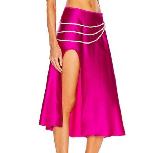 NUE Studio Fuschia Pink Silk Laetitia Skirt sz XS *NO BELT - Picture 2 of 7